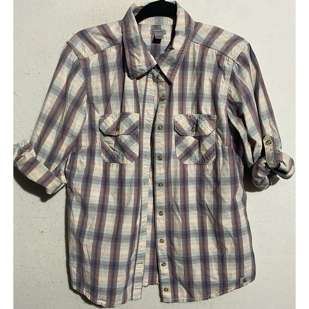 Carhartt Red Plaid 3/4 Sleeve Shirt Womens Large